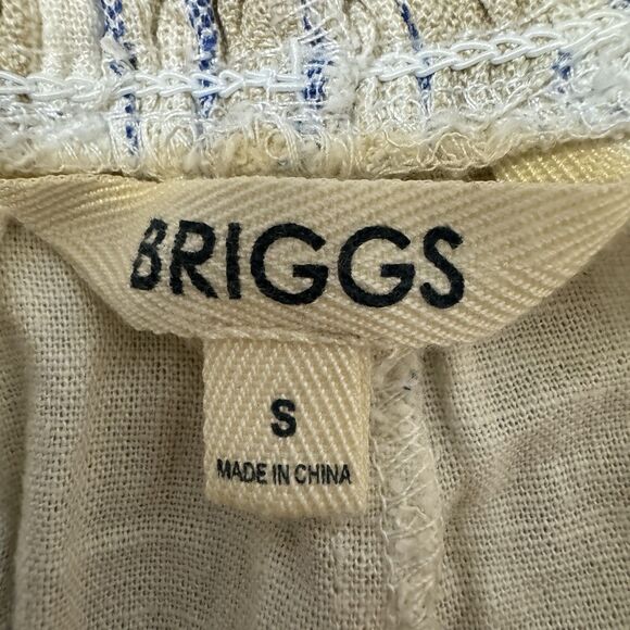 Briggs Women’s Size SMALL Linen/Rayon Shorts Tan/Blue/Cream Striped 4 Pocket - Picture 8 of 9